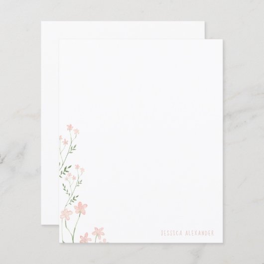 Papier Nom Botanique Rose Personnalisé (Devant / Derrière)