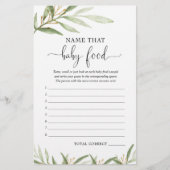 Papier Nom ce baby shower de nourriture pour bébé jeu ver (Devant)