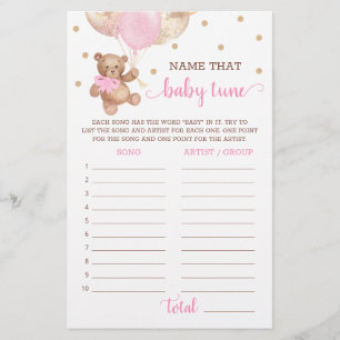 Papier Nom Ce Bébé Tune Jeu Baby shower Teddy Bear