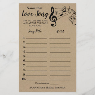 Papier Nom cette chanson nuptiale douche anglais jeu espa