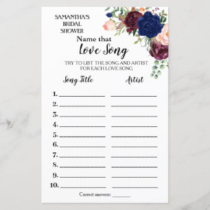 Papier Nom cette chanson nuptiale douche anglais jeu espa