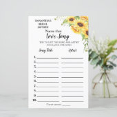 Papier Nom cette chanson nuptiale douche anglais jeu espa (Debout devant)