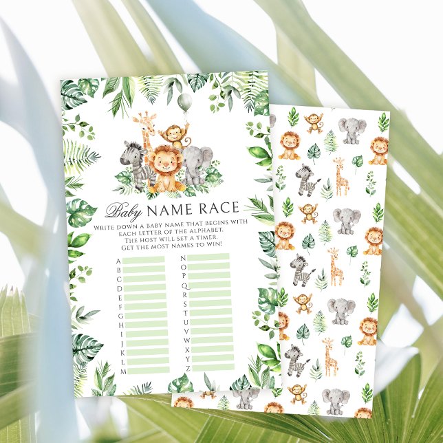Papier Nom de bébé race Safari Animal baby boy douche jeu (Créateur téléchargé)