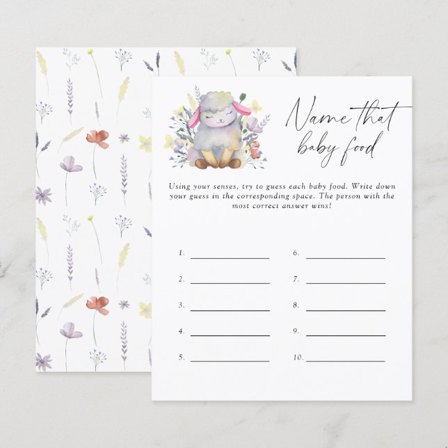 Papier Nom de ce jeu de douche de nourriture pour bébé -  (Devant / Derrière)