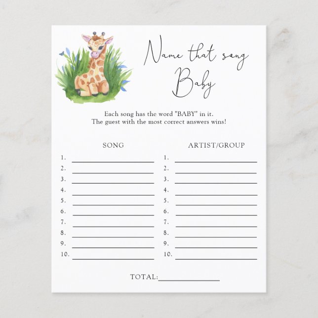 Papier Nom de cette chanson \ Giraffe thème jeu de baby s (Devant)