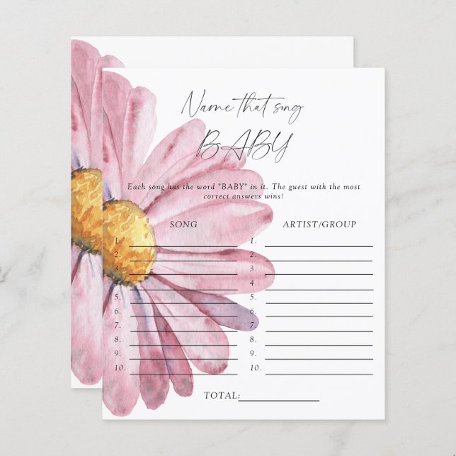 Papier Nom de cette chanson jeu de baby shower - margueri (Devant / Derrière)