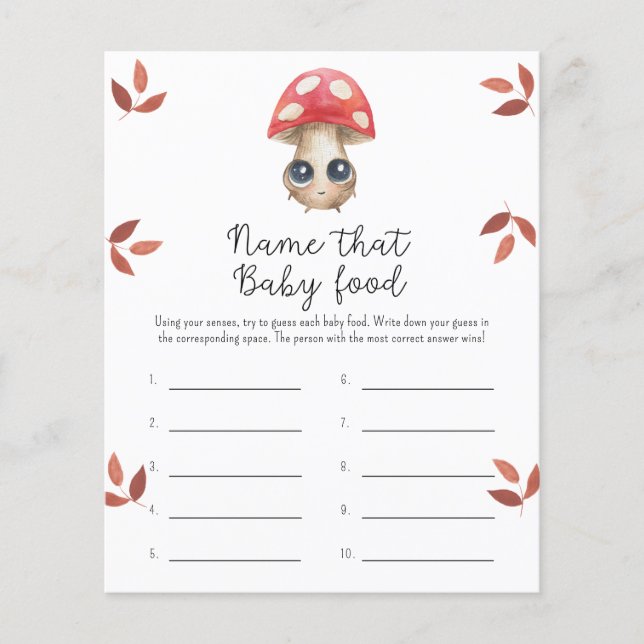 Papier Nom de champignon pour ce jeu de douche pour bébé (Devant)