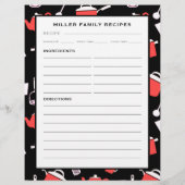 Papier Nom de famille Recette Insertion | Cuisine noire e (Dos)