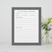 Papier Nom de famille Recette Insertion | Gris simple et (Debout devant)