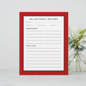 Papier Nom de famille Recette Insertion | Noir rouge et b (Debout devant)