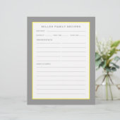 Papier Nom de famille + Recettes | Simple gris jaune et b (Debout devant)