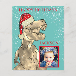 Papier Nom de garçon T-Rex Santa Dinosaur Noël Photo