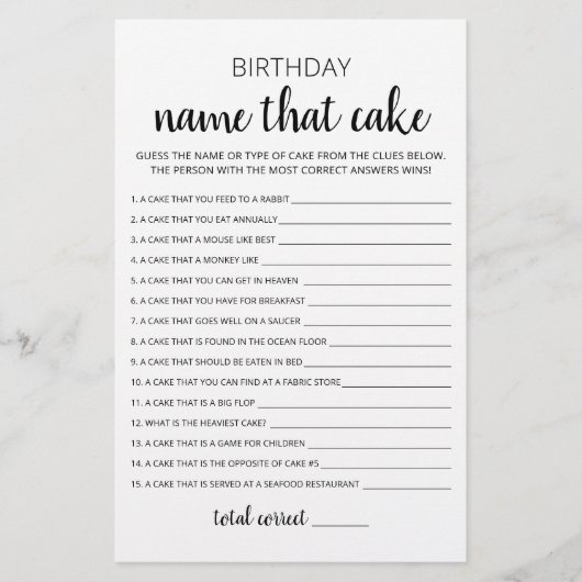 Papier Nom de gâteau de fête d'anniversaire jeu de fête (Devant)