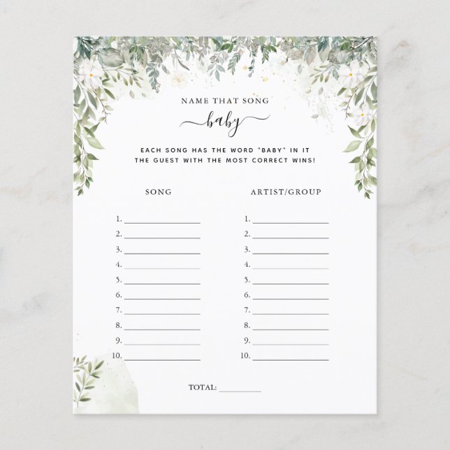 Papier Nom de la chanson | Jeu Baby shower (Devant)