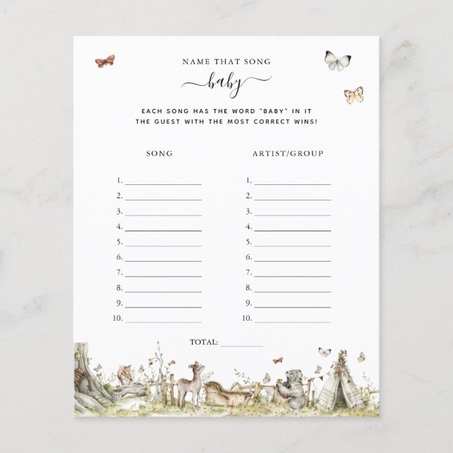 Papier Nom de la chanson | Jeu Baby shower (Devant)