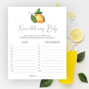 Papier Nom de la chanson \ Lemon baby shower jeu