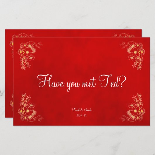 Papier Nom de la table mariage Bourgogne (Devant / Derrière)