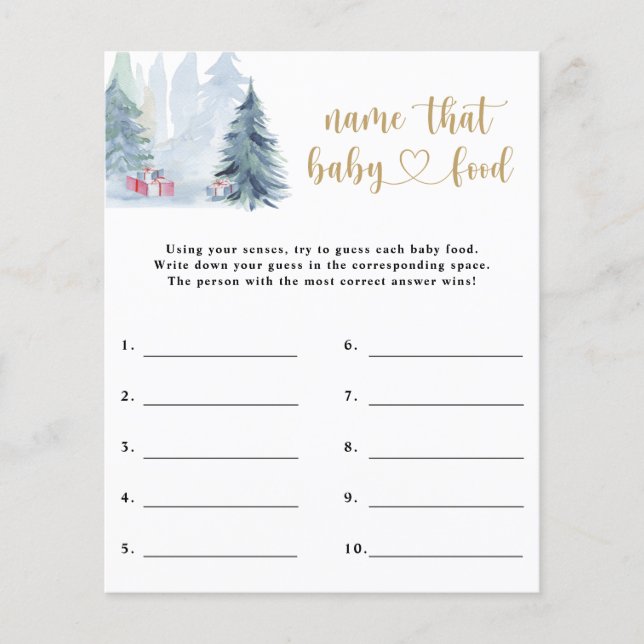 Papier Nom de l'aliment pour bébé - jeu de baby shower (Devant)