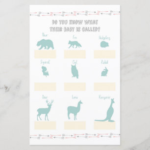 Papier Nom de l'aventure Mon Baby shower Jeu