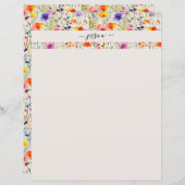 Papier Nom de script de fleurs sauvages élégantes (Devant / Derrière)