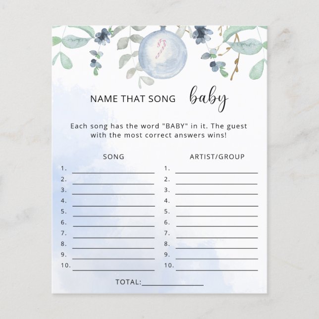 Papier Nom d'hiver pour ce jeu de chanson de shower bébé (Devant)