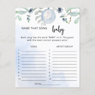 Papier Nom d'hiver pour cette chanson jeu de baby shower