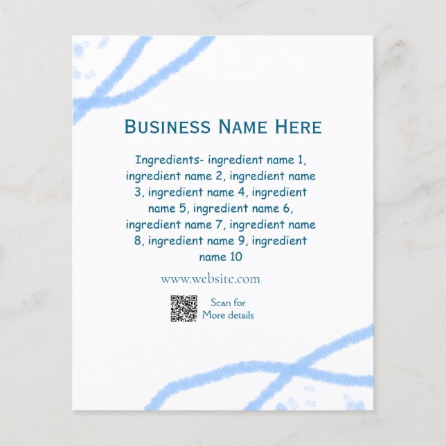Papier Nom d'ingrédient ajouter nom d'entreprise site Web (Devant)