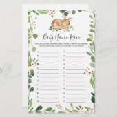 Papier Nom du Baby shower de cerf Jeu de course (Devant / Derrière)