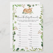 Papier Nom du Baby shower de cerfs Les animaux de bébé (Devant / Derrière)