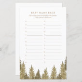 Papier Nom du bébé Course Woodland Baby shower Jeu (Devant / Derrière)