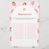 Papier Nom du bébé fraise Race Baby shower Jeu (Devant)