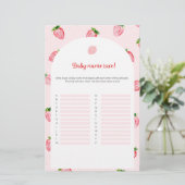 Papier Nom du bébé fraise Race Baby shower Jeu (Debout devant)