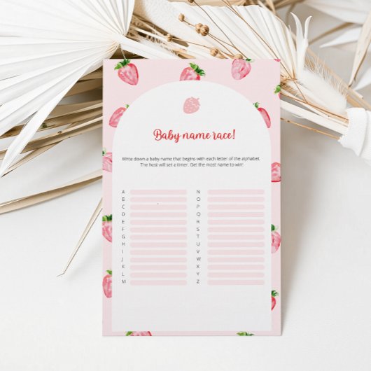 Papier Nom du bébé fraise Race Baby shower Jeu