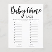 Papier Nom du budget Race Baby shower Jeu (Devant)