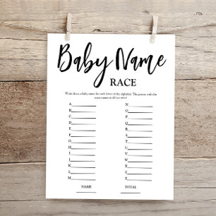 Papier Nom du budget Race Baby shower Jeu