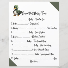 Papier Nom du jeu de Baby shower Baby Tune