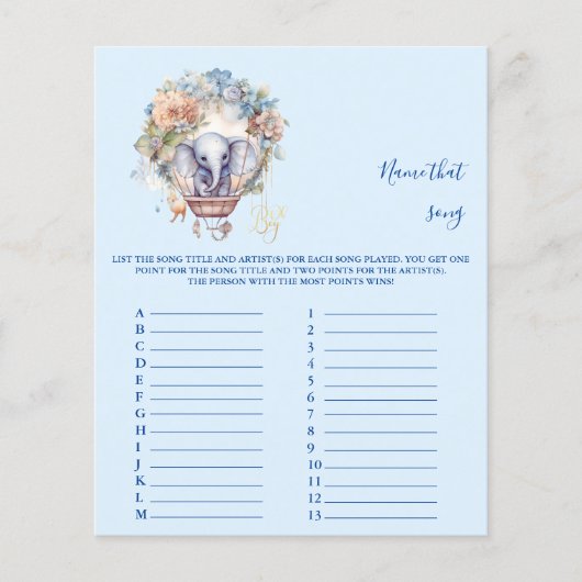 Papier Nom du jeu de Baby shower de chanson (Devant)