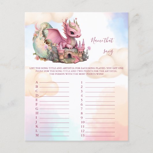 Papier Nom du jeu de Baby shower de chanson (Devant)