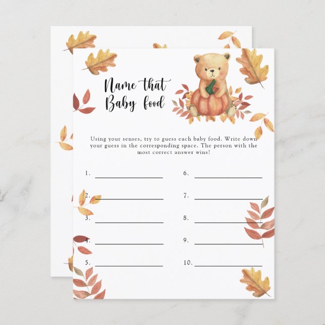 Papier Nom du jeu de douche pour aliments pour bébés (Devant / Derrière)