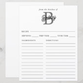Papier Nom du monogramme moderne Recette de script gris n (Devant / Derrière)