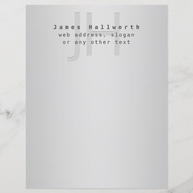 Papier Nom et Slogan modifiable moderne | Gradient gris (Devant)