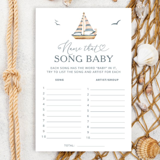 Papier Nom Nautique Minimal Qui Chanson Baby shower Jeu (Créateur téléchargé)