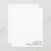 Papier Nom noir moderne en blanc (Devant / Derrière)