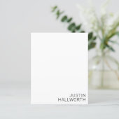 Papier Nom noir moderne en blanc (Debout devant)