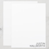 Papier Nom noir moderne sur blanc (Devant / Derrière)