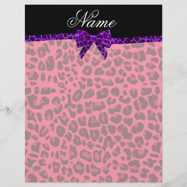 Papier Nom personnalisé empreinte de léopard rose pourpre (Devant)