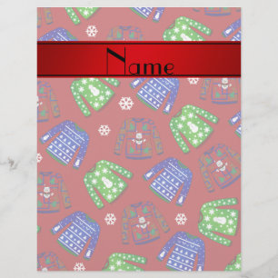 Papier Nom personnalisé rouge moche motif de chandail de