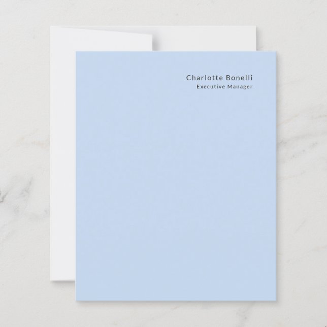 Papier Nom Professionnel Moderne Minimaliste Bleu  (Devant)