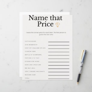Papier Nom que Prix Fête des mariées Bridal Brunch Jeu