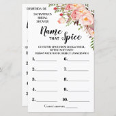 Papier Nom que Spice nuptiale douche anglais jeu espagnol (Devant / Derrière)